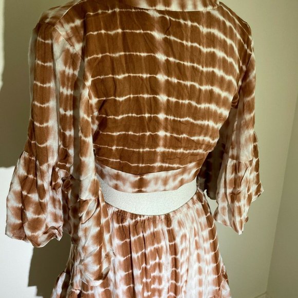 Vici X Nordstrom Tie Dye Plunge Neck Tiered Ruffle Maxi Dress Sz S - Picture 13 of 14